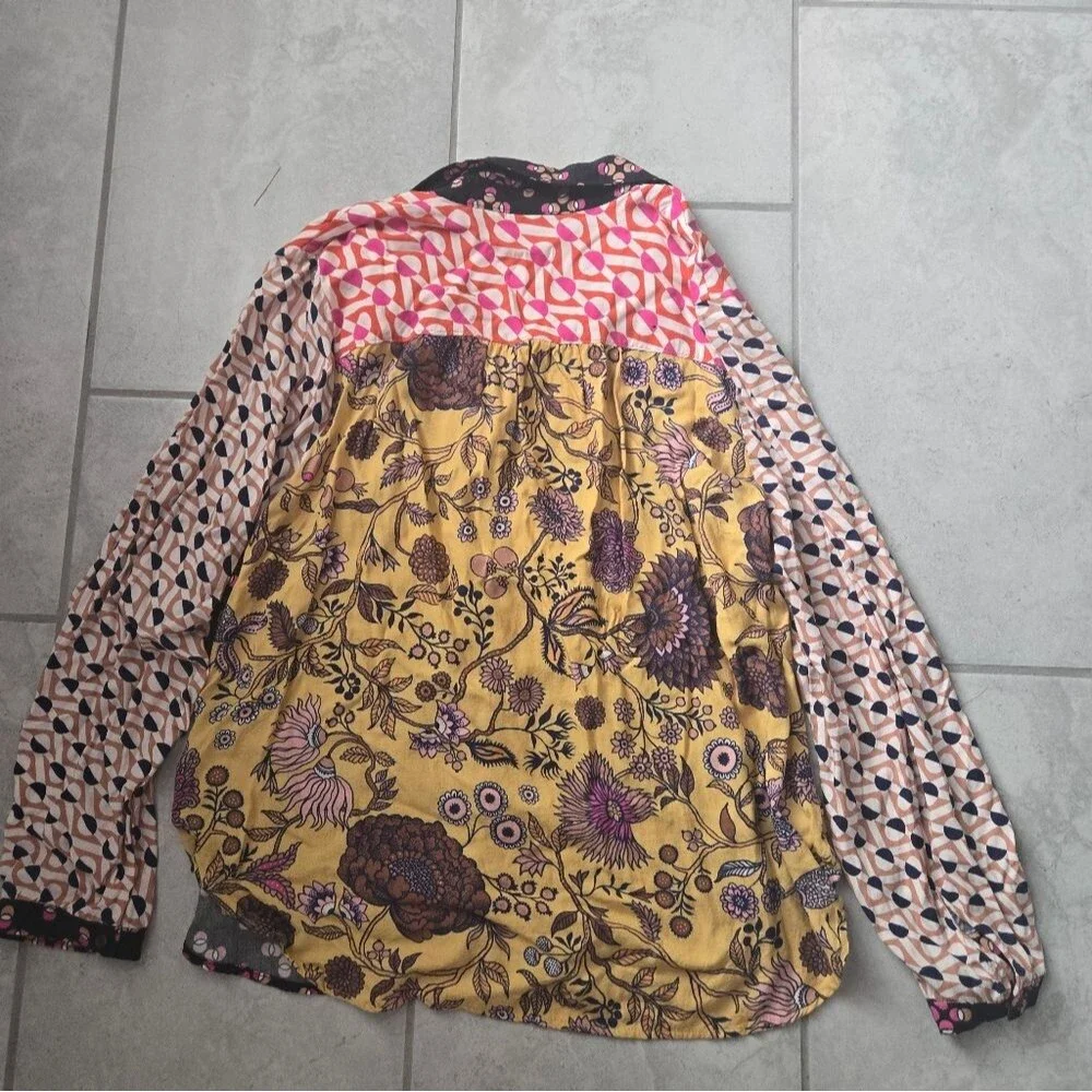 Anthropologie Maeve The Paz Floral and Geometric Button Down Shirt EUC SIZE XL - Picture 6 of 6